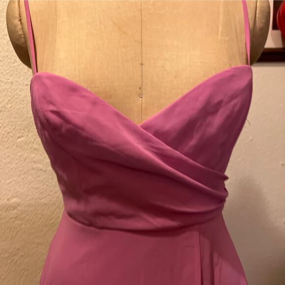 Lovely Adjustable Strap Wrap Bodice Maxi Dress with Front Slit Pink Size 2R - Picture 4 of 12